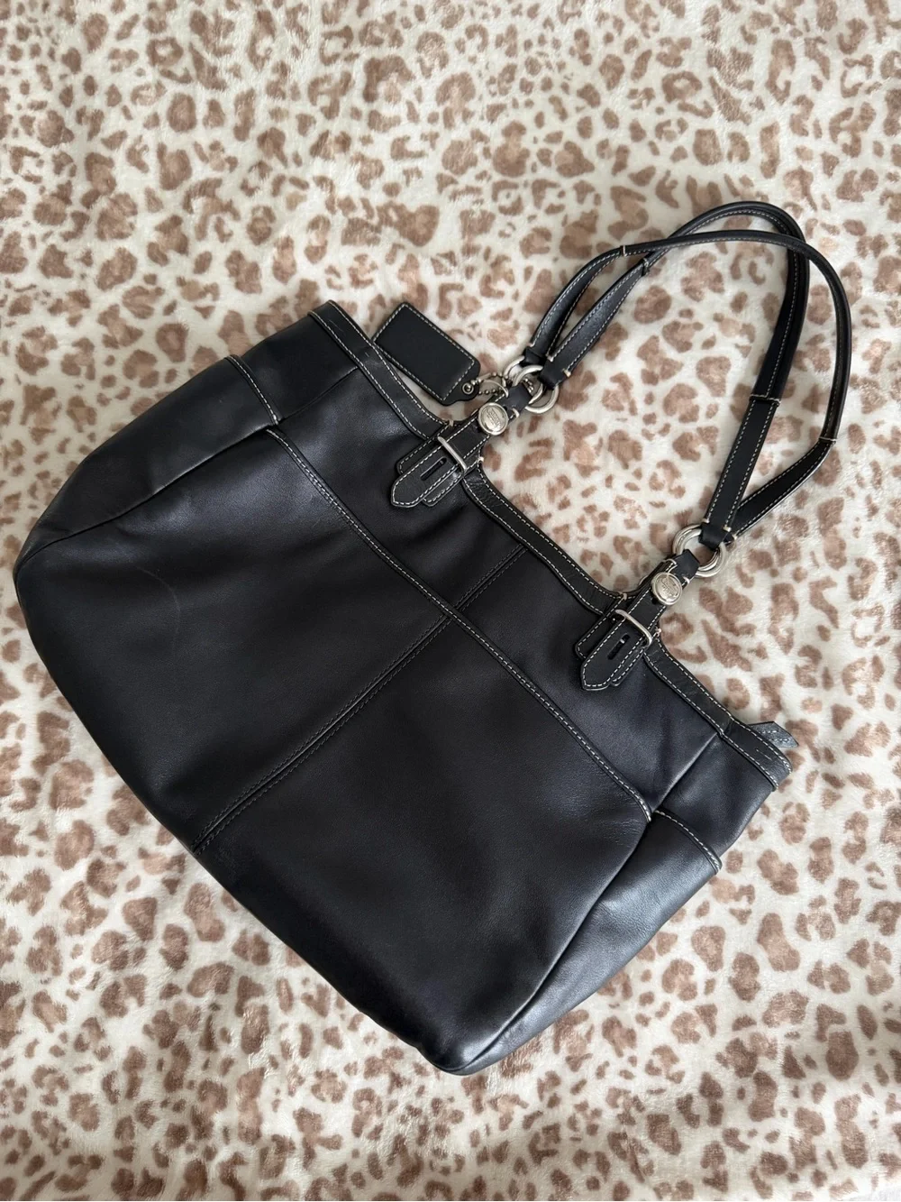Coach Gallery East West Leather Tote F16565 Black Y2K Shoulder Bag